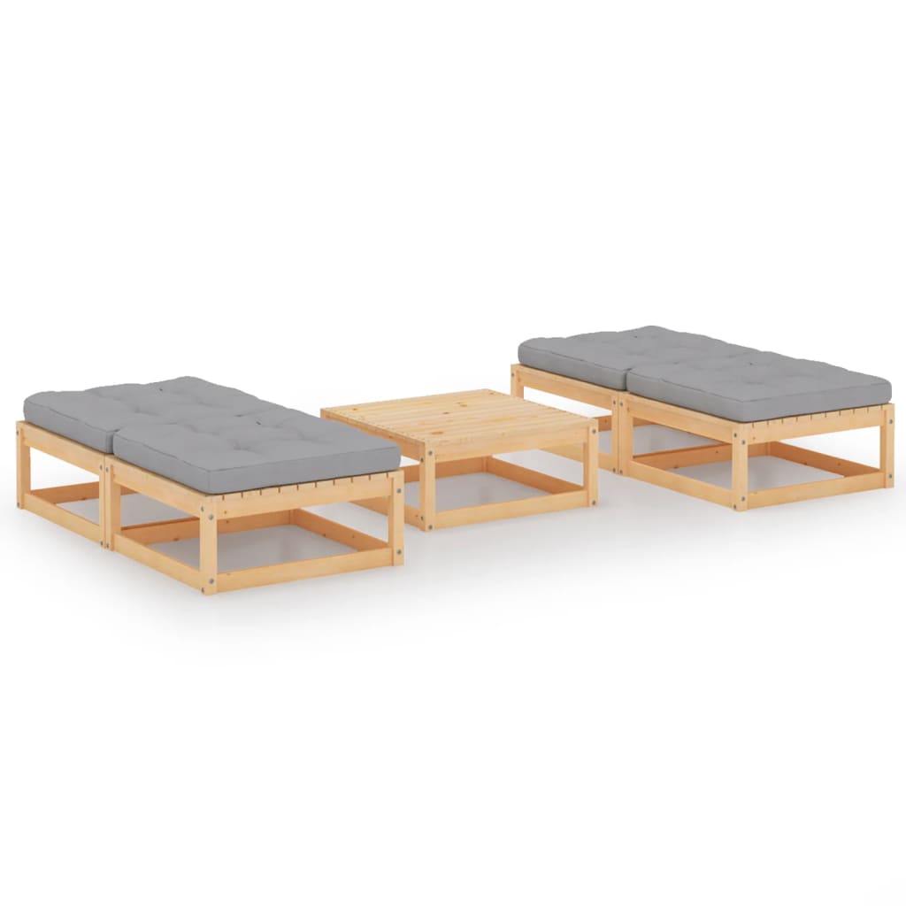 5-Tlg. Garten-Lounge-Set Mit Kissen Kiefer Massivholz