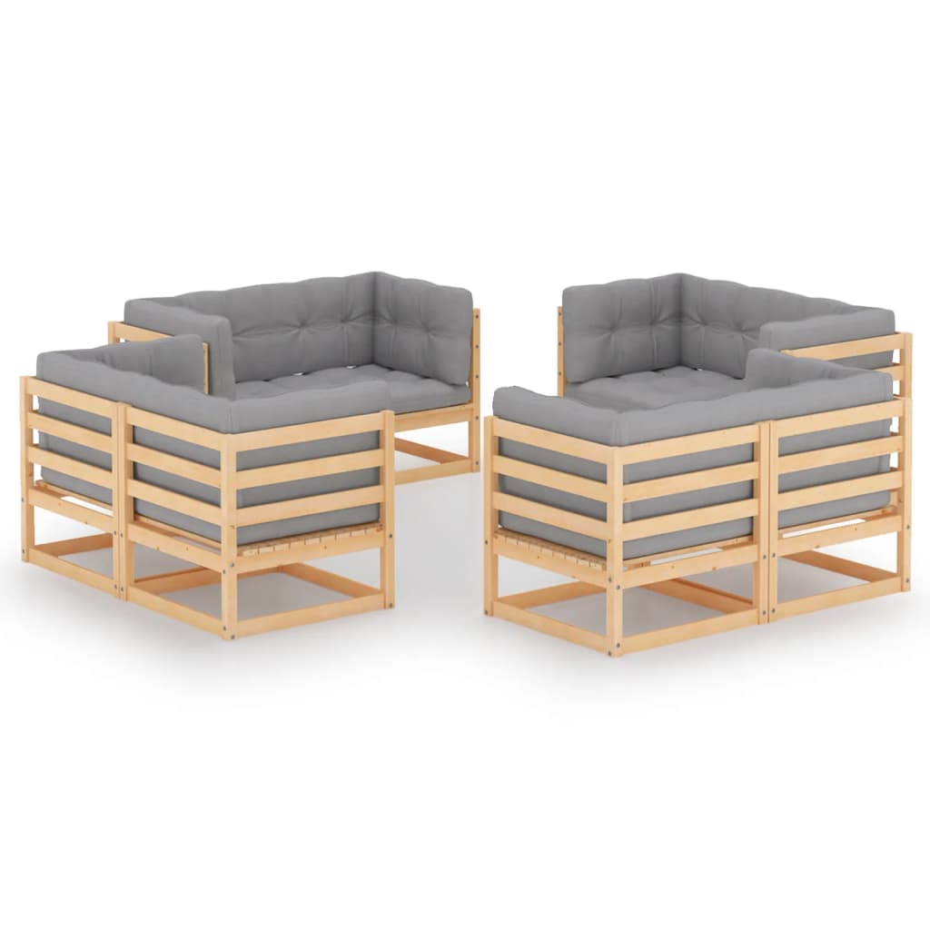 8-Tlg. Garten-Lounge-Set Massivholz Kiefer