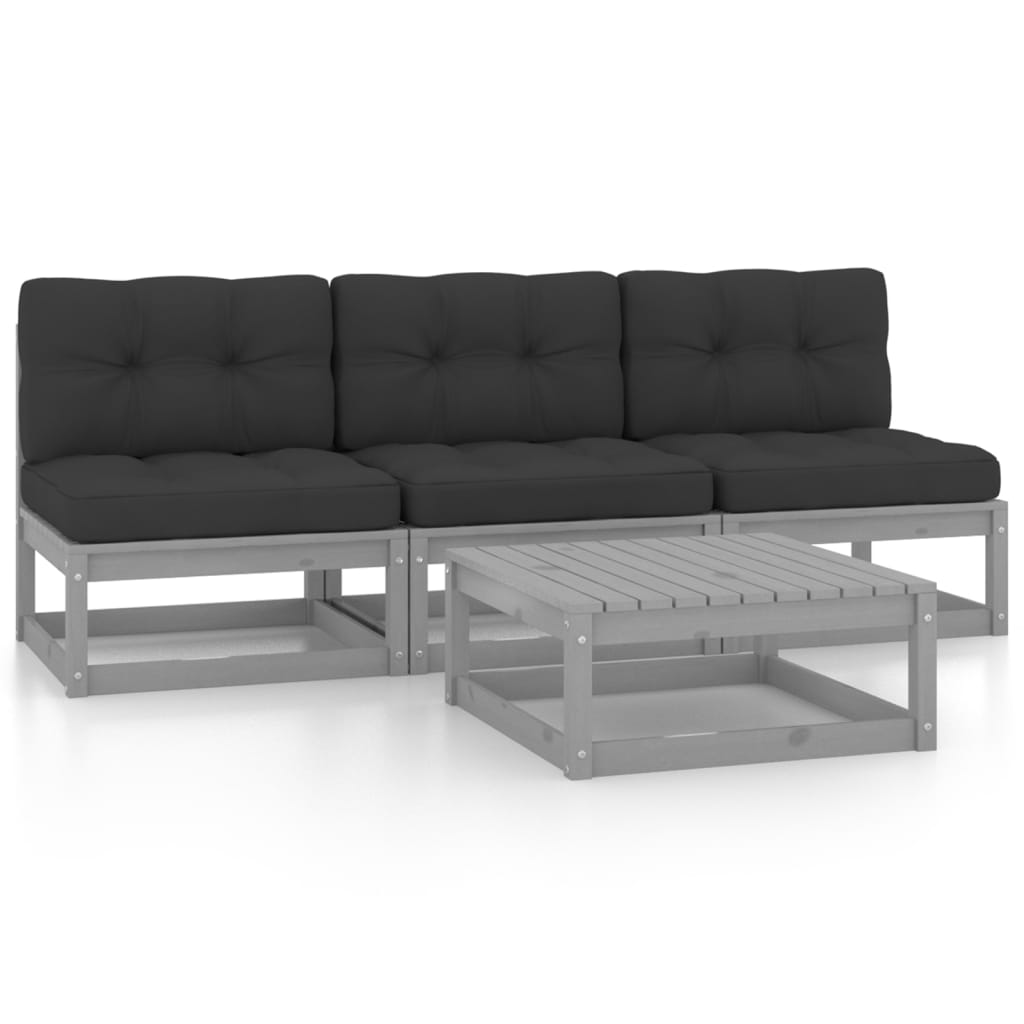 4-Tlg. Garten-Lounge-Set Mit Kissen Kiefer Massivholz