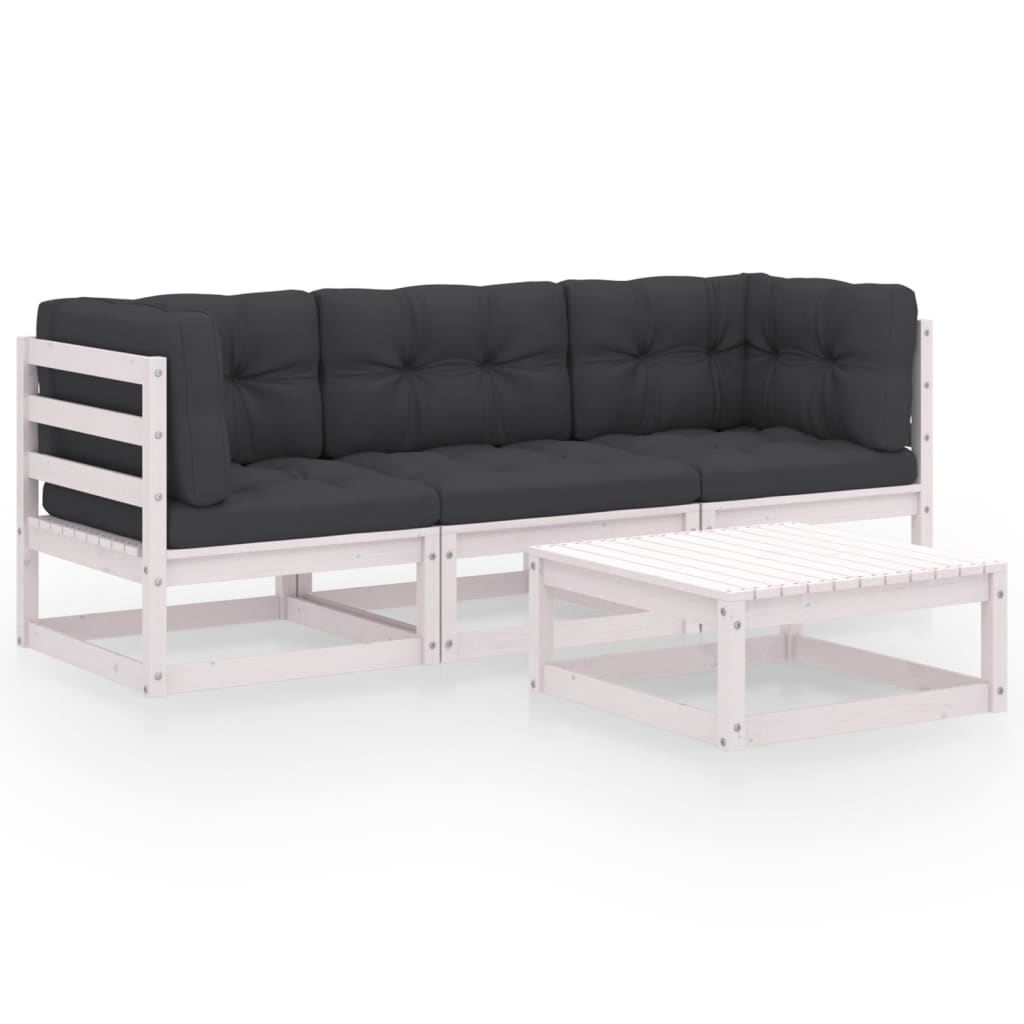 4-Tlg. Garten-Lounge-Set Massivholz Kiefer