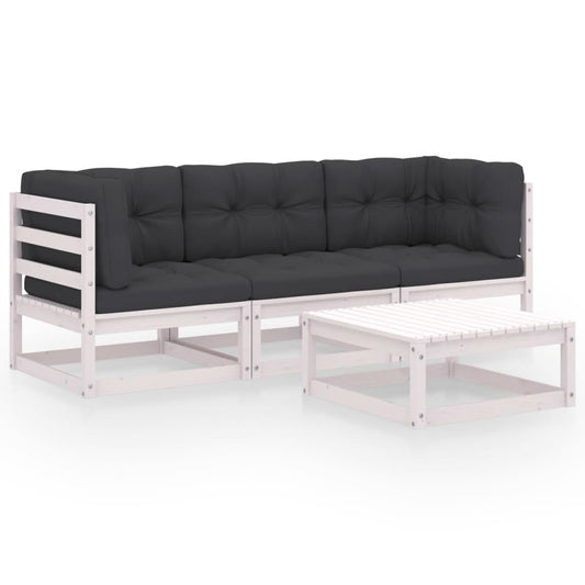 4-Tlg. Garten-Lounge-Set Mit Kissen Kiefer Massivholz