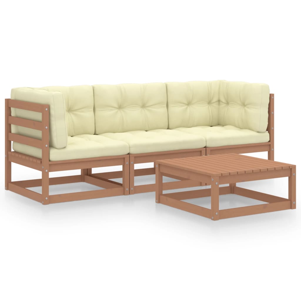 4-Tlg. Garten-Lounge-Set Massivholz Kiefer