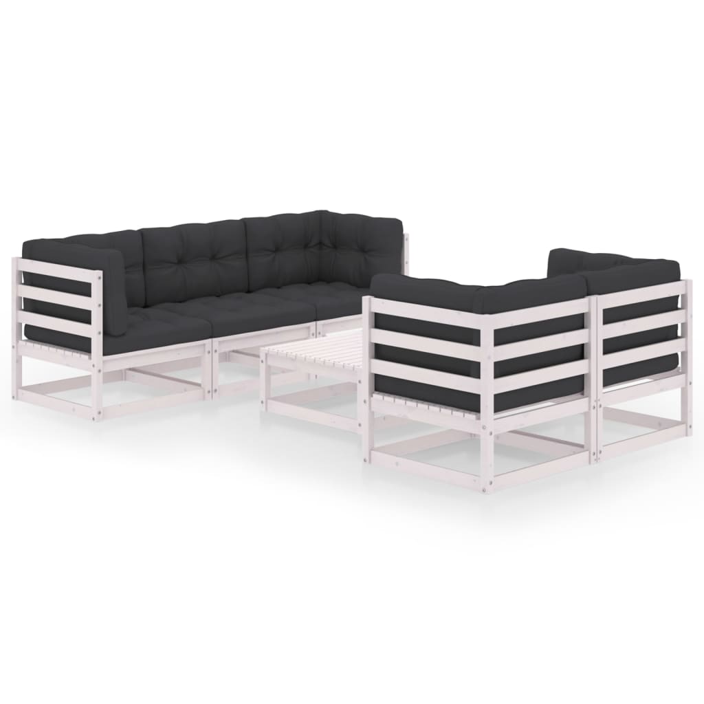 6-Tlg. Garten-Lounge-Set Massivholz Kiefer
