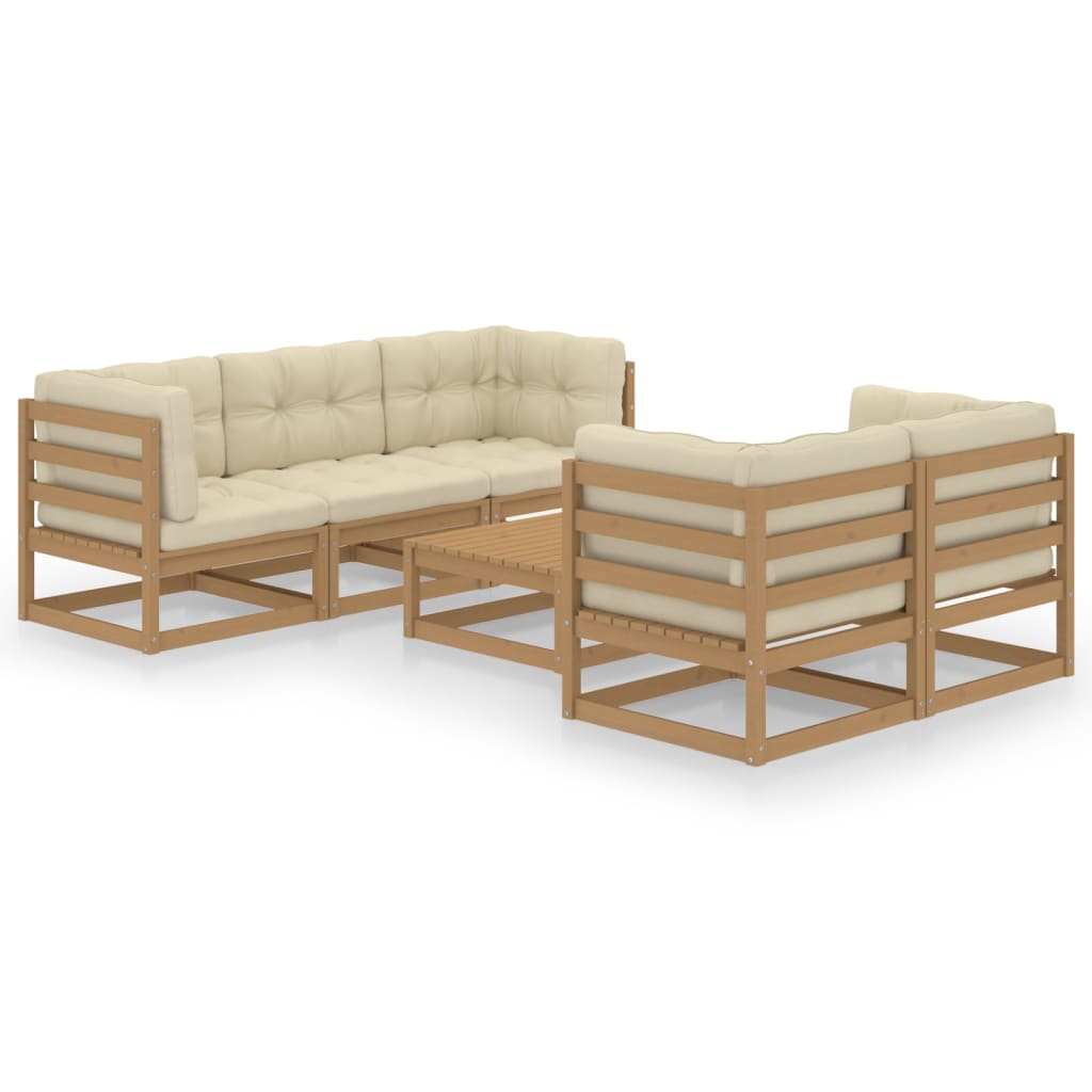 6-Tlg. Garten-Lounge-Set Massivholz Kiefer