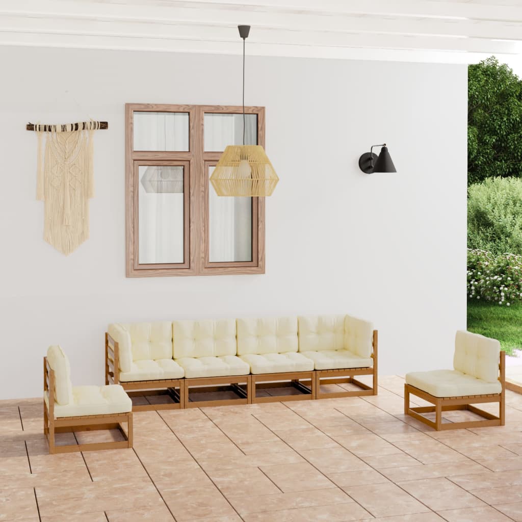 6-Tlg. Garten-Lounge-Set Massivholz Kiefer