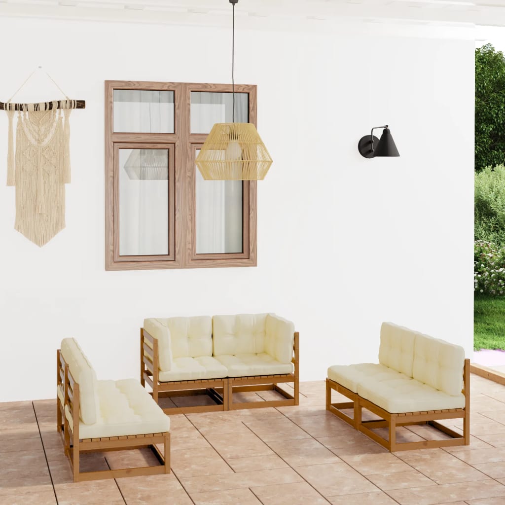 6-Tlg. Garten-Lounge-Set Massivholz Kiefer