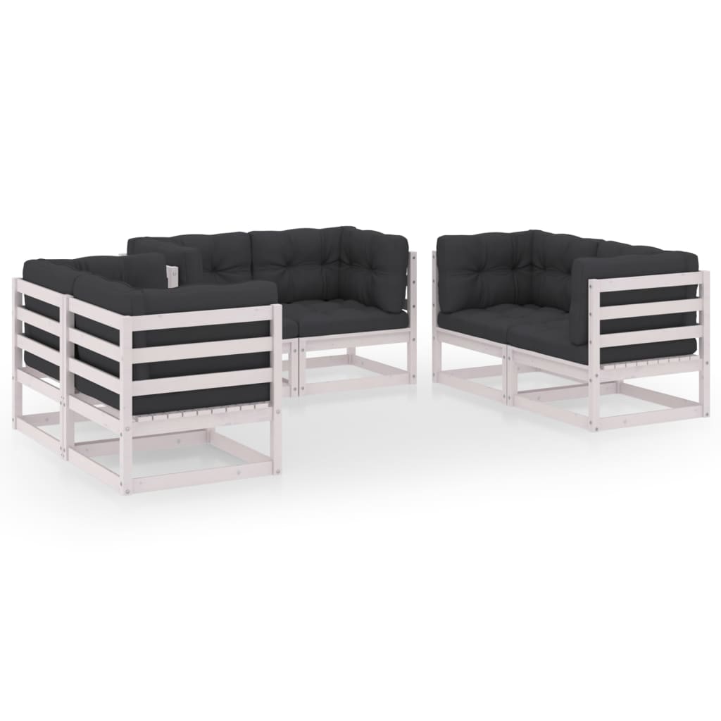 6-Tlg. Garten-Lounge-Set Mit Kissen Kiefer Massivholz