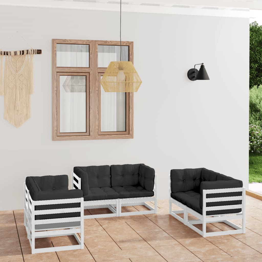 6-Tlg. Garten-Lounge-Set Massivholz Kiefer