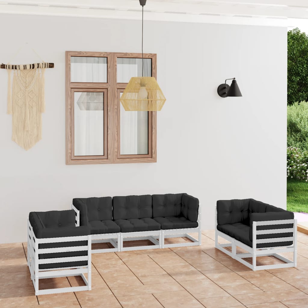 7-Tlg. Garten-Lounge-Set Massivholz Kiefer