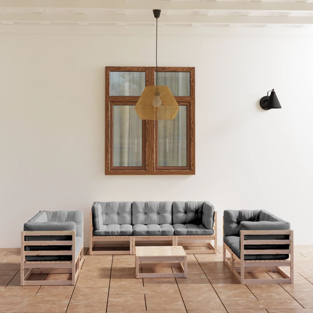 8-Tlg. Garten-Lounge-Set Massivholz Kiefer