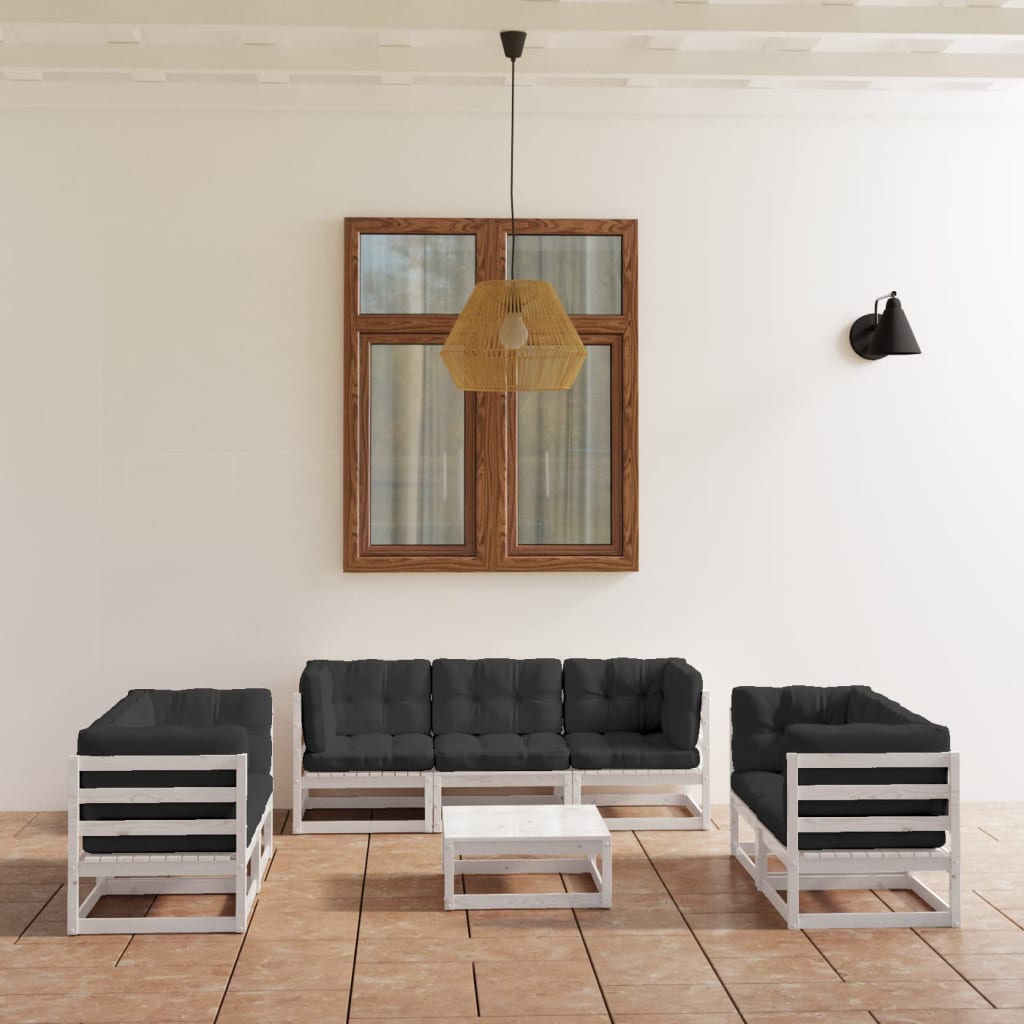 8-Tlg. Garten-Lounge-Set Massivholz Kiefer