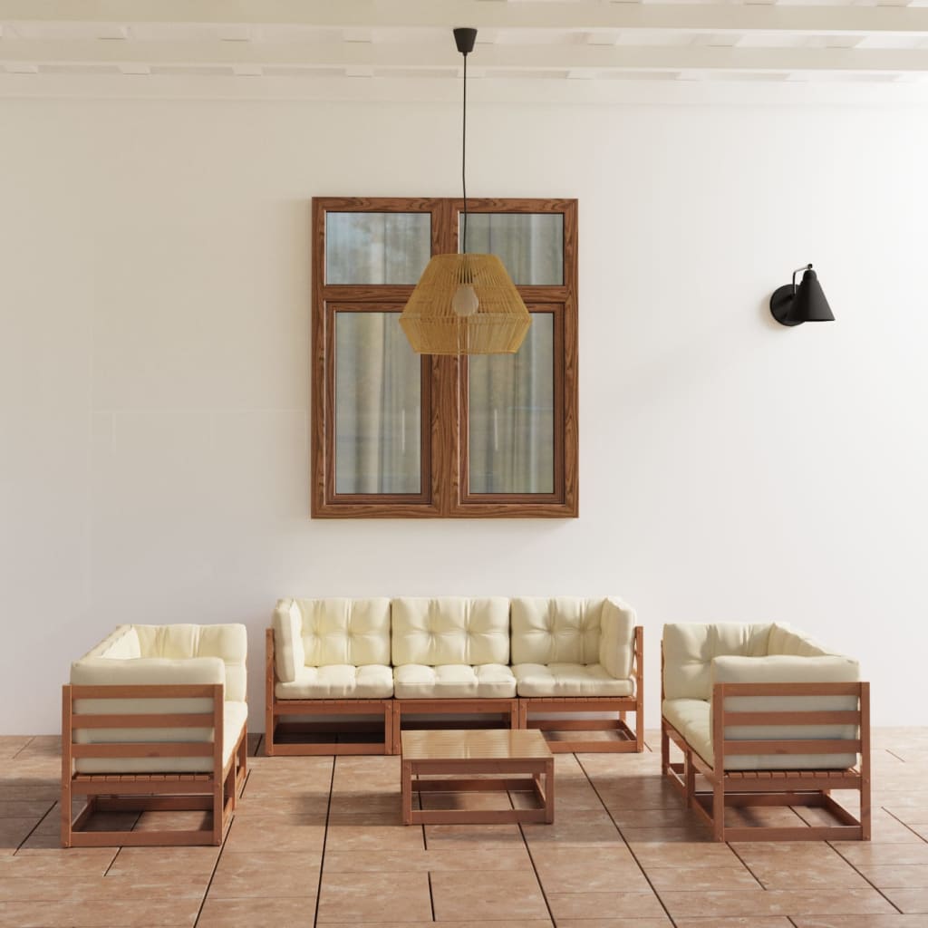8-Tlg. Garten-Lounge-Set Massivholz Kiefer