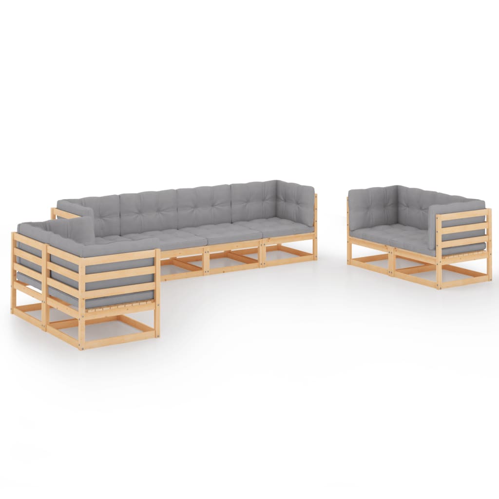 8-Tlg. Garten-Lounge-Set Mit Kissen Kiefer Massivholz
