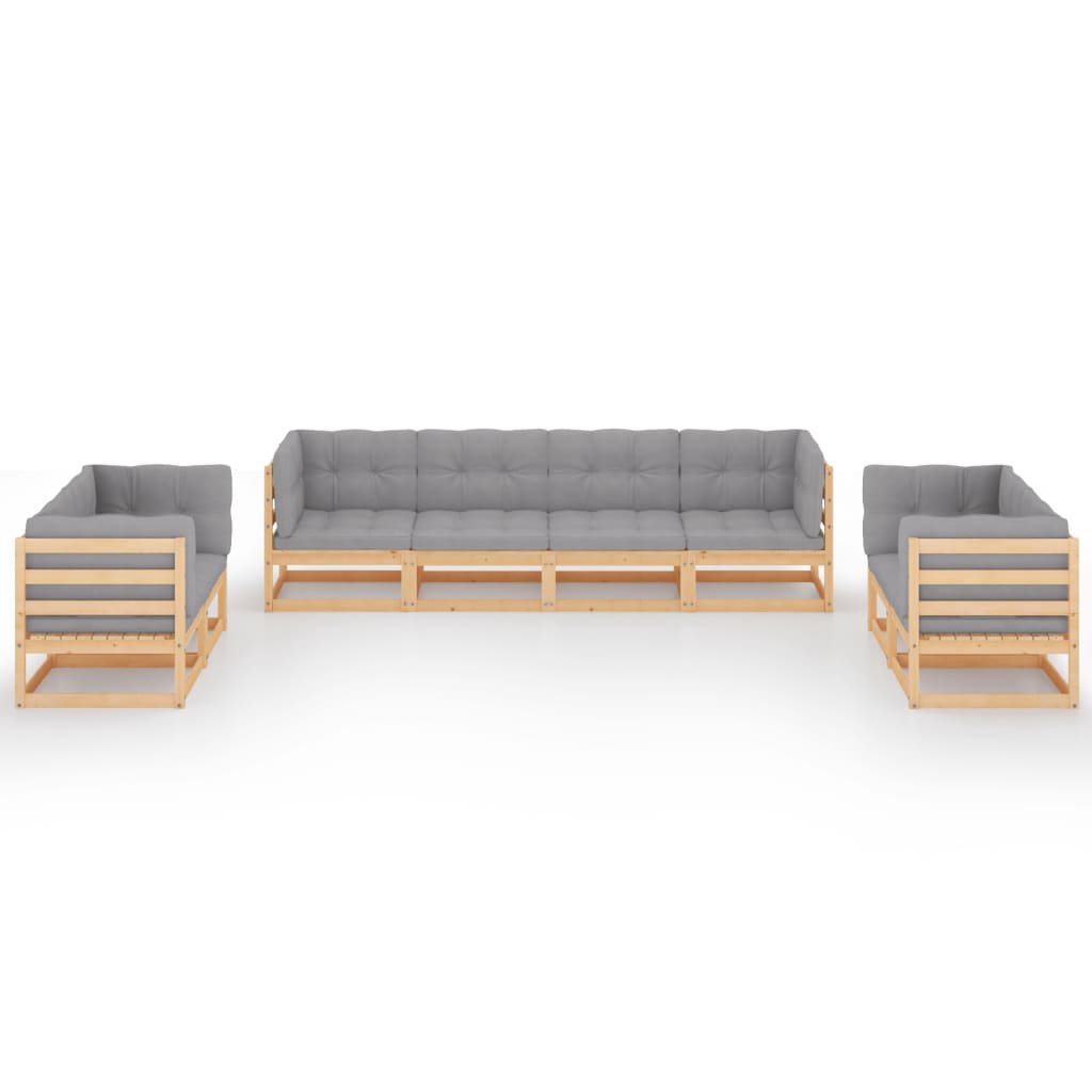 8-Tlg. Garten-Lounge-Set Mit Kissen Kiefer Massivholz