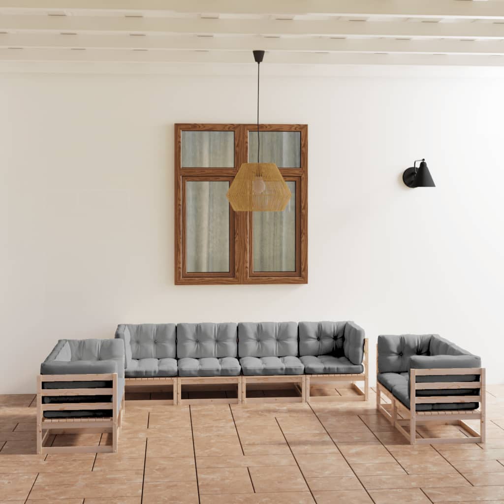 8-Tlg. Garten-Lounge-Set Mit Kissen Kiefer Massivholz