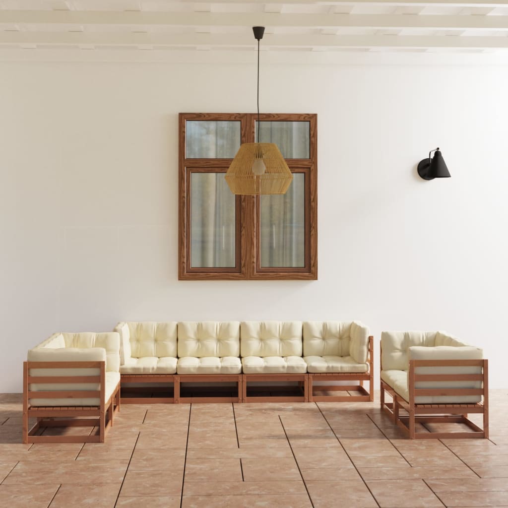 8-Tlg. Garten-Lounge-Set Mit Kissen Kiefer Massivholz