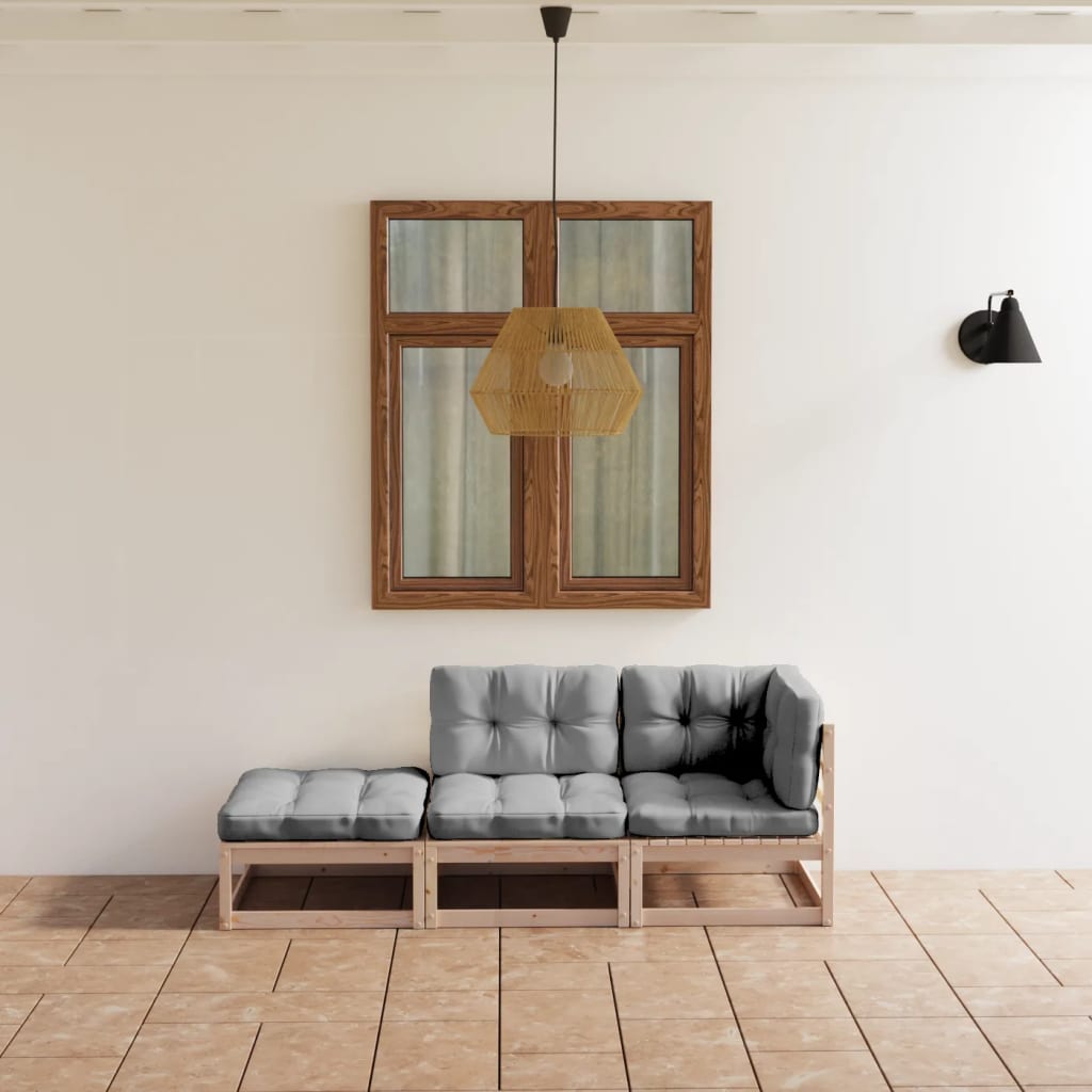 3-Tlg. Garten-Lounge-Set Massivholz Kiefer