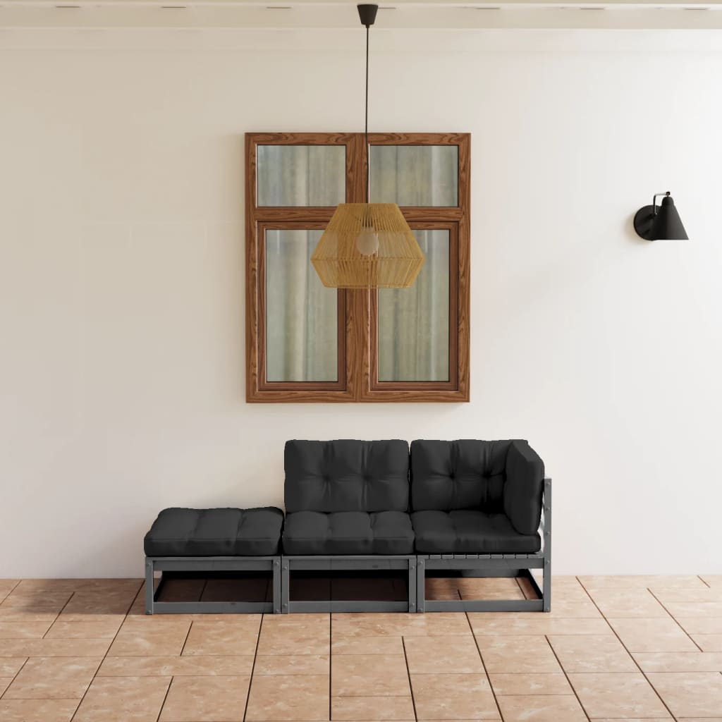 3-Tlg. Garten-Lounge-Set Massivholz Kiefer