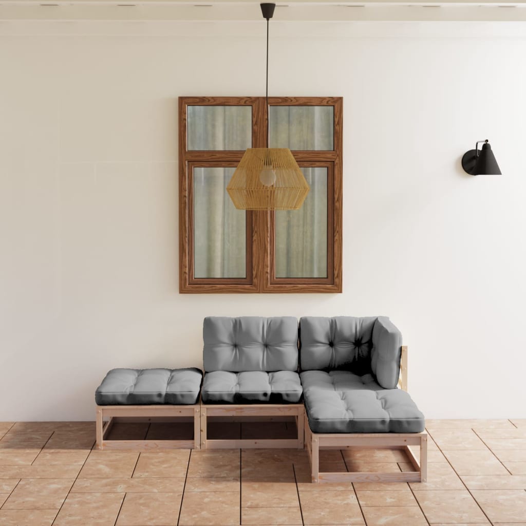 4-Tlg. Garten-Lounge-Set Massivholz Kiefer