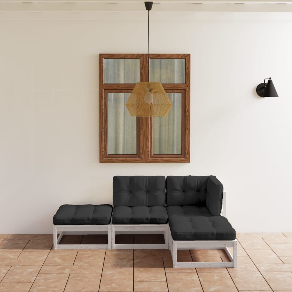 4-Tlg. Garten-Lounge-Set Massivholz Kiefer