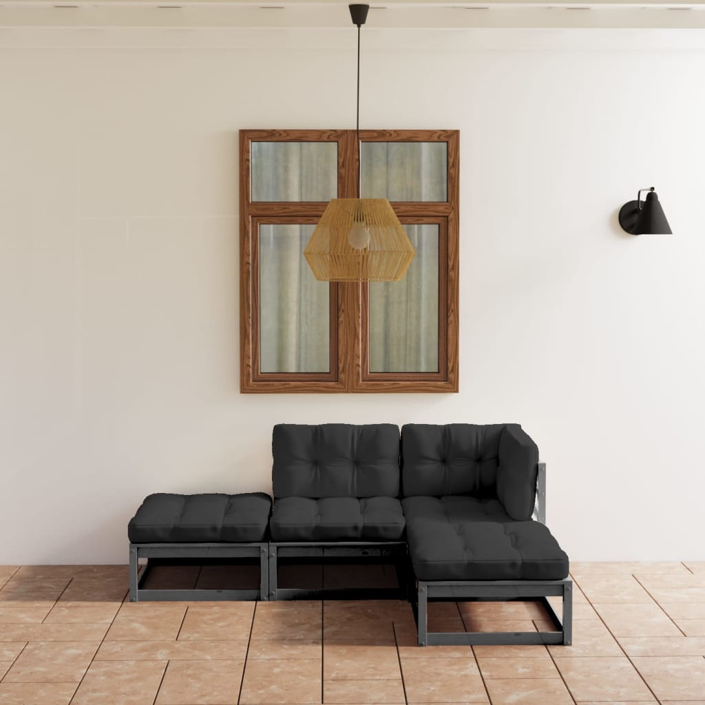 4-Tlg. Garten-Lounge-Set Massivholz Kiefer