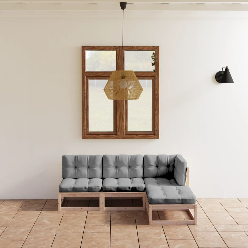 4-Tlg. Garten-Lounge-Set Massivholz Kiefer