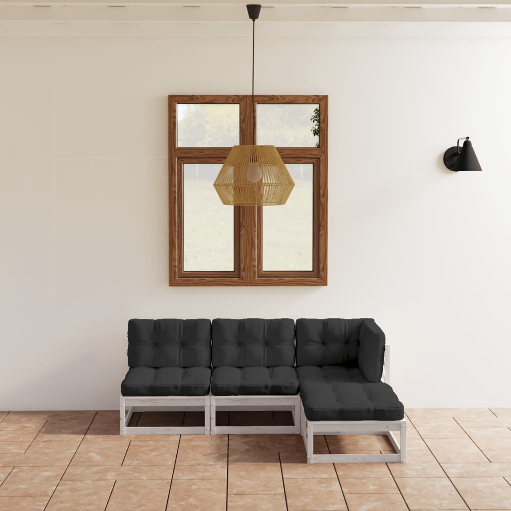 4-Tlg. Garten-Lounge-Set Massivholz Kiefer