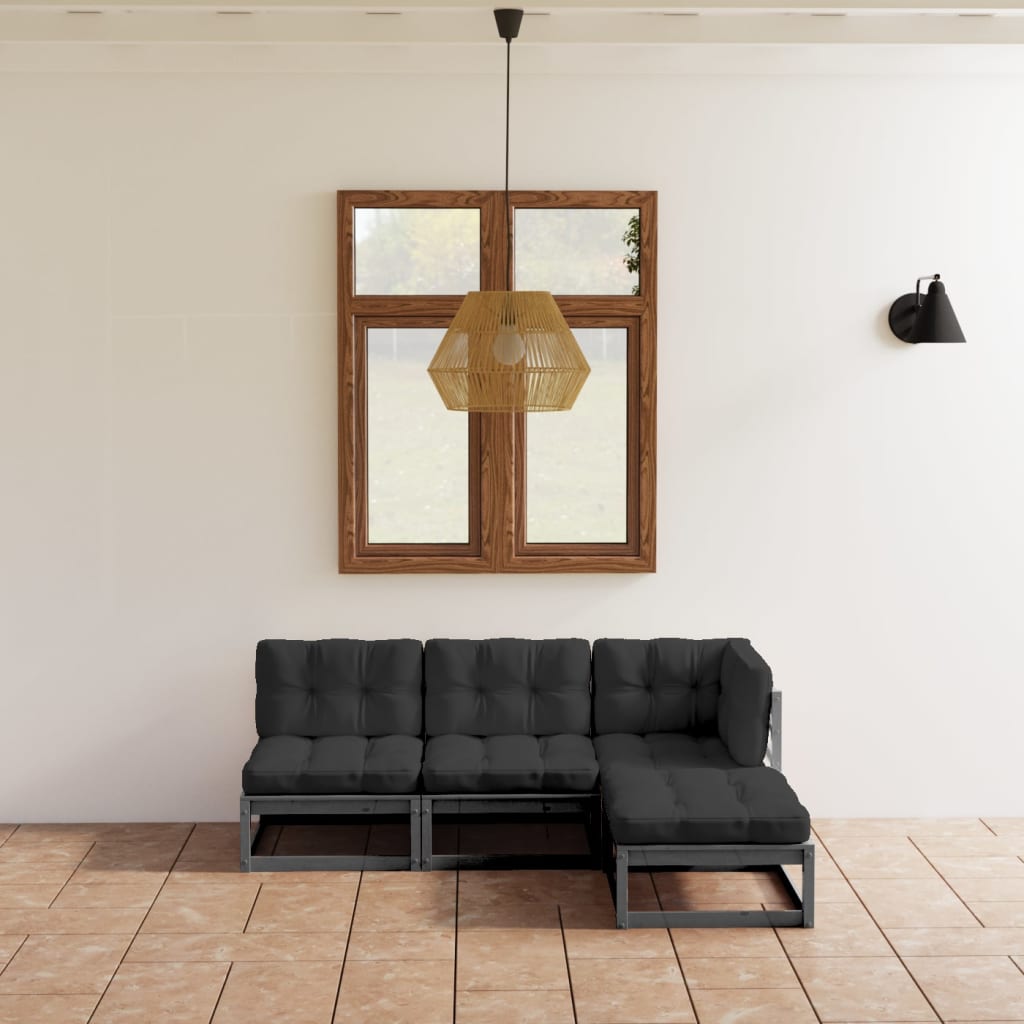 4-Tlg. Garten-Lounge-Set Massivholz Kiefer