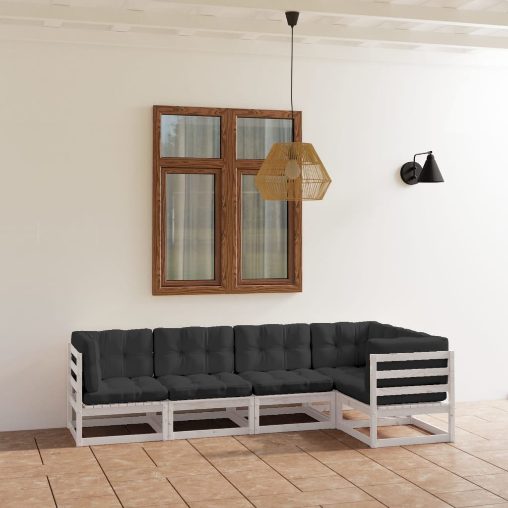 5-Tlg. Garten-Lounge-Set Mit Kissen Kiefer Massivholz