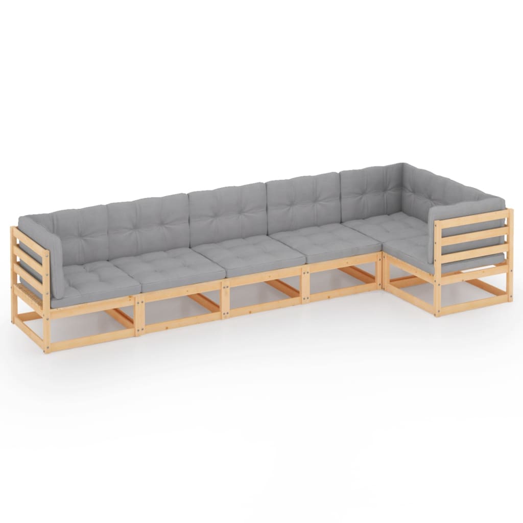 6-Tlg. Garten-Lounge-Set Mit Kissen Kiefer Massivholz