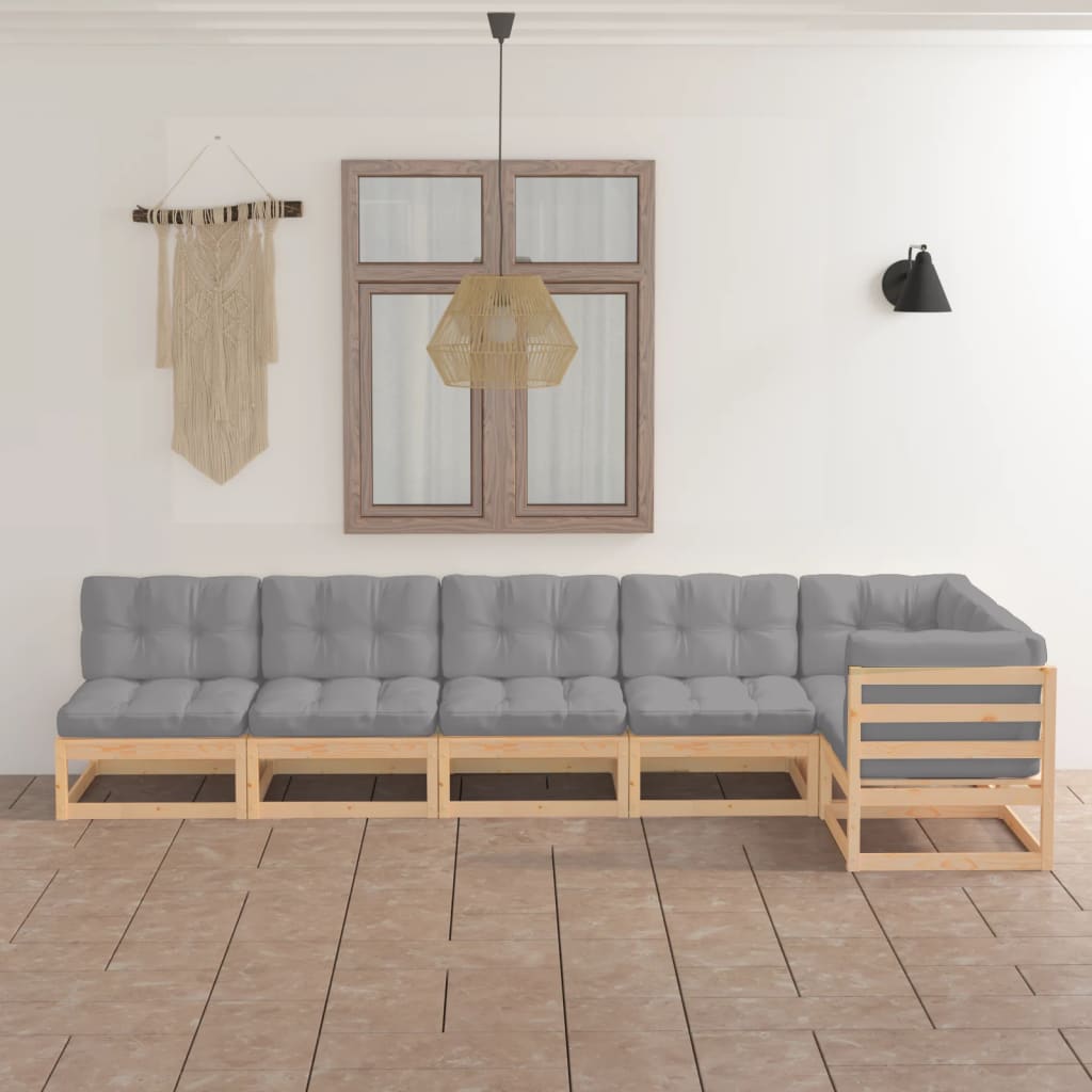 6-Tlg. Garten-Lounge-Set Mit Kissen Kiefer Massivholz