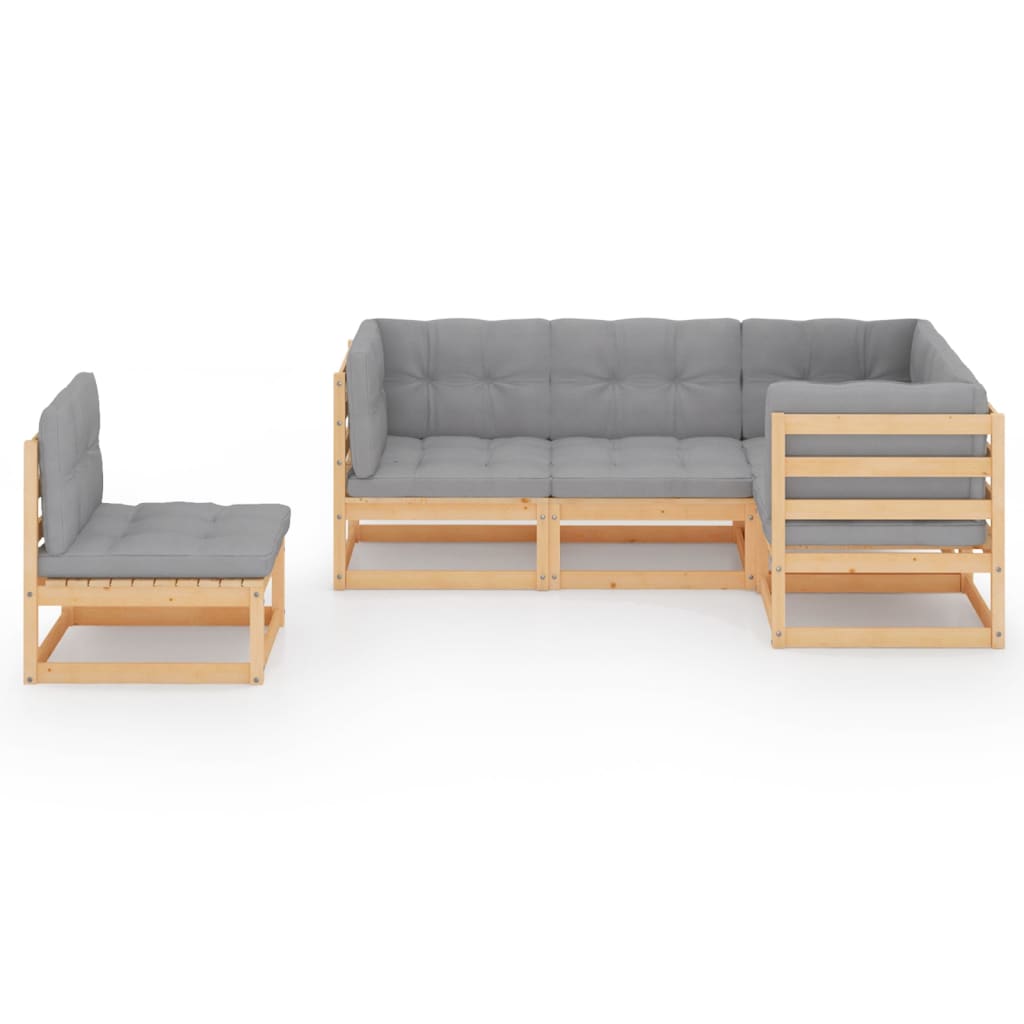 5-Tlg. Garten-Lounge-Set Mit Kissen Kiefer Massivholz