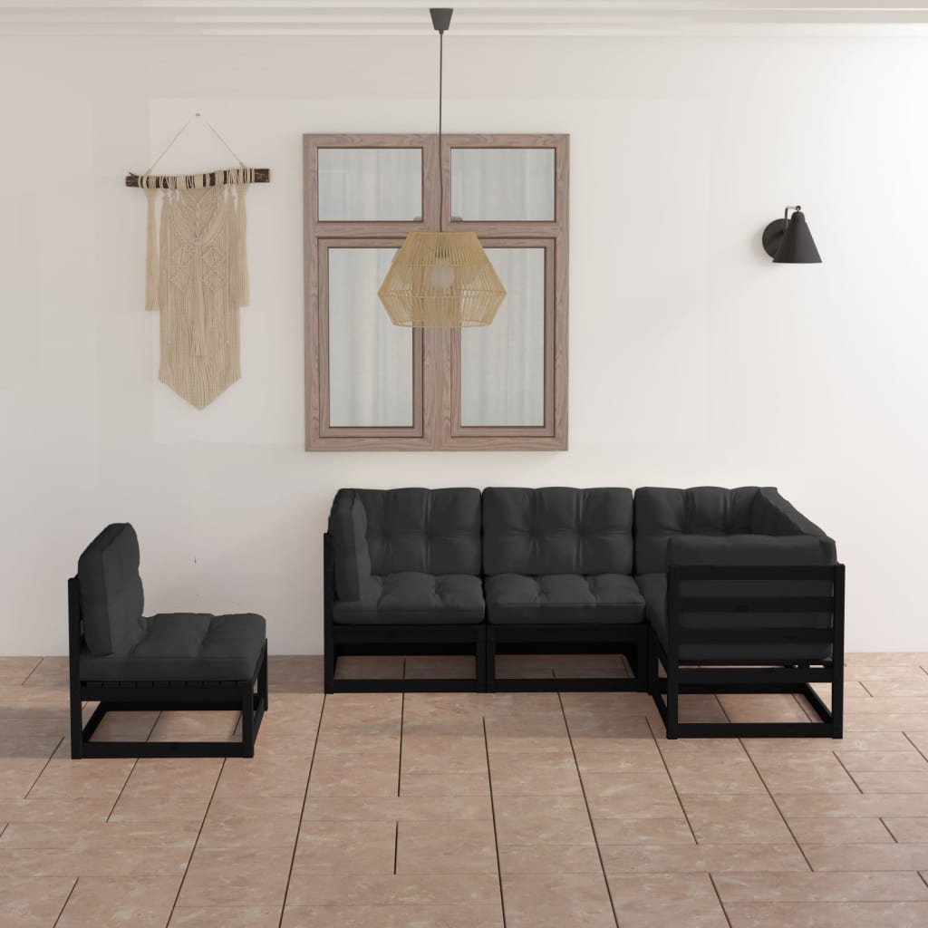 5-Tlg. Garten-Lounge-Set Mit Kissen Kiefer Massivholz