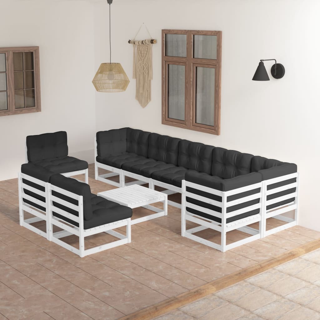 10-Tlg. Garten-Lounge-Set Massivholz Kiefer