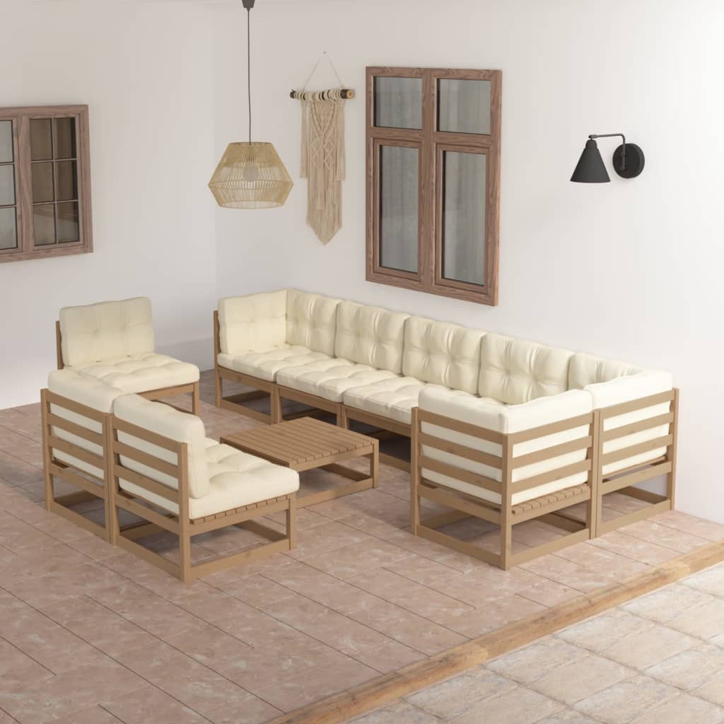 10-Tlg. Garten-Lounge-Set Massivholz Kiefer