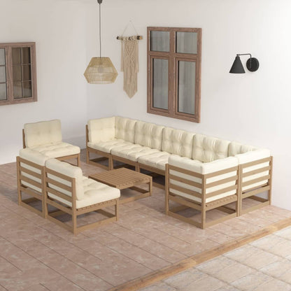 10-Tlg. Garten-Lounge-Set Massivholz Kiefer