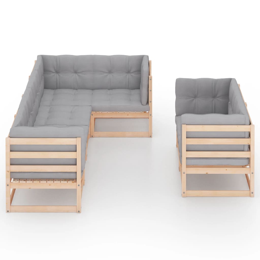 7-Tlg. Garten-Lounge-Set Mit Kissen Massivholz Kiefer