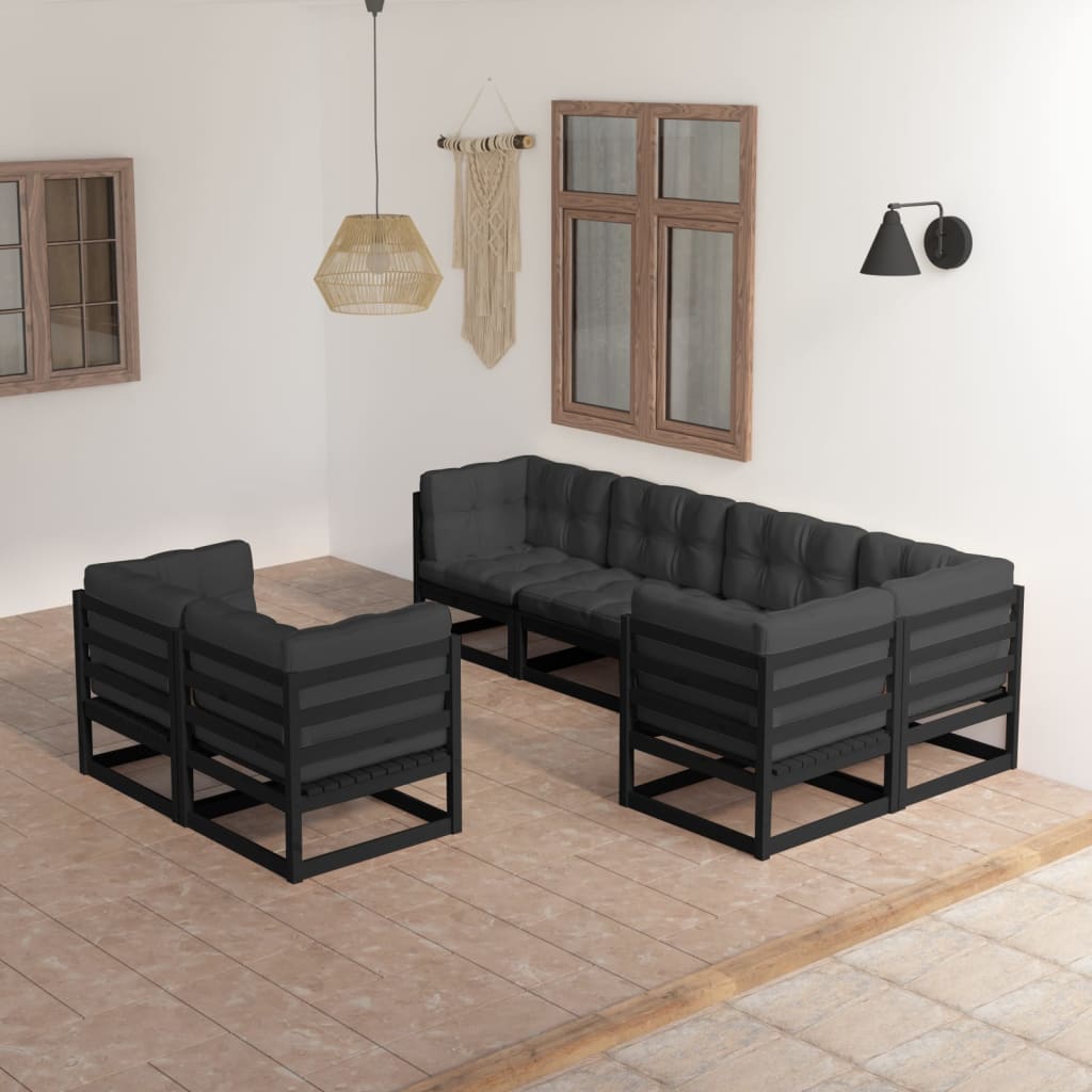 7-Tlg. Garten-Lounge-Set Mit Kissen Massivholz Kiefer