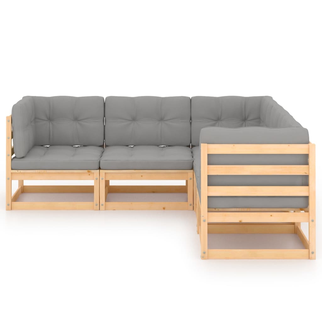 5-Tlg. Garten-Lounge-Set Mit Kissen Massivholz Kiefer