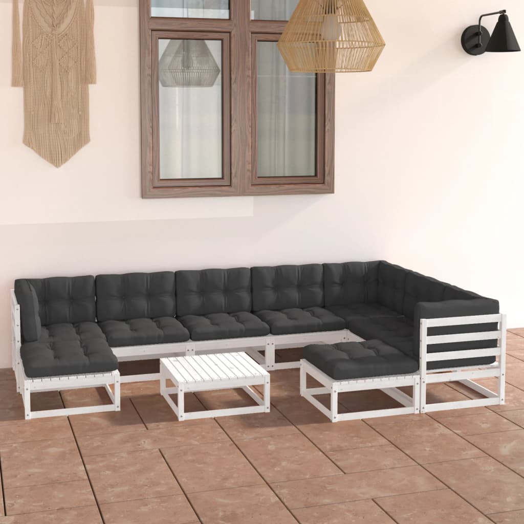 10-Tlg. Garten-Lounge-Set Massivholz Kiefer