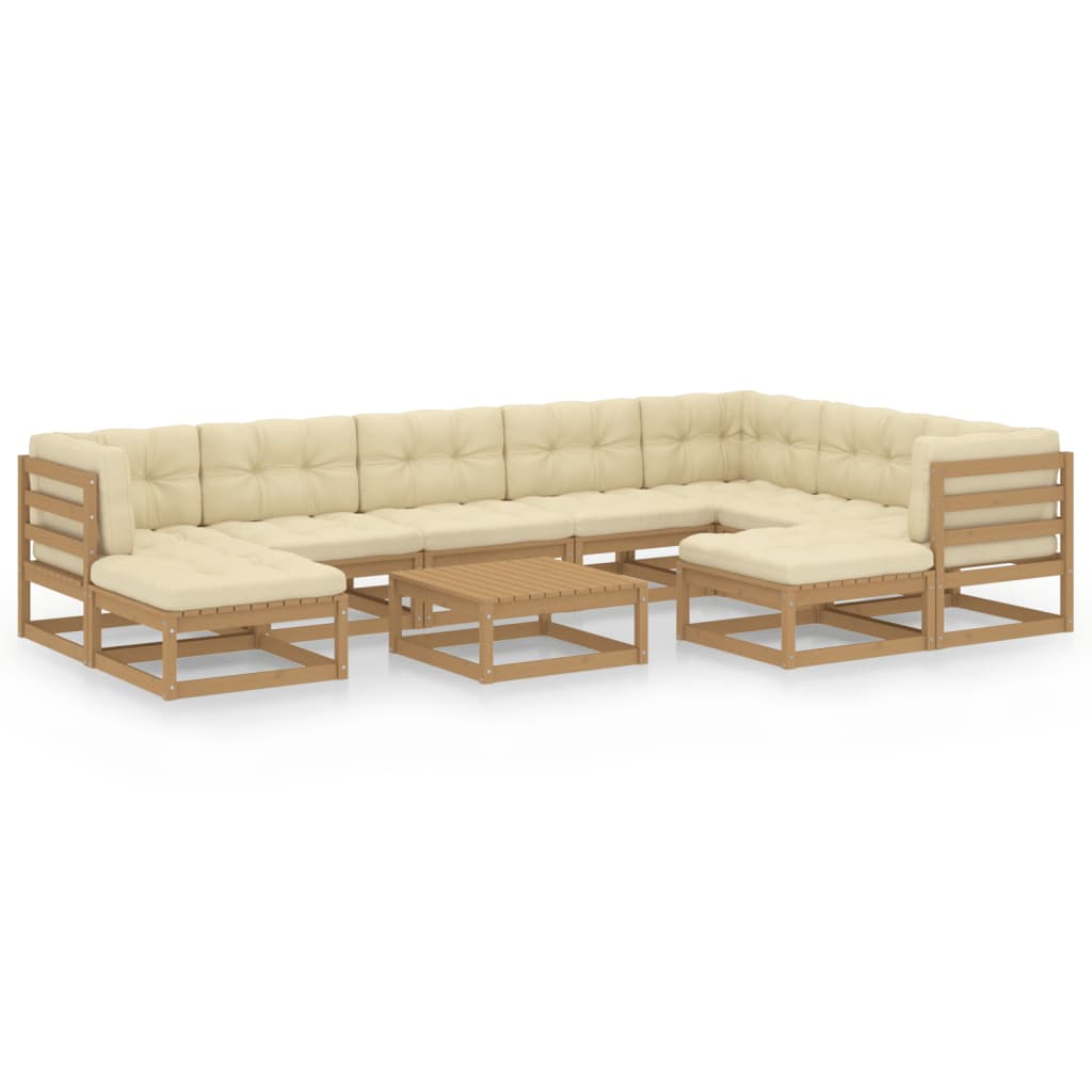 10-Tlg. Garten-Lounge-Set Massivholz Kiefer