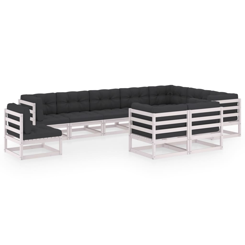 10-Tlg. Garten-Lounge-Set Massivholz Kiefer