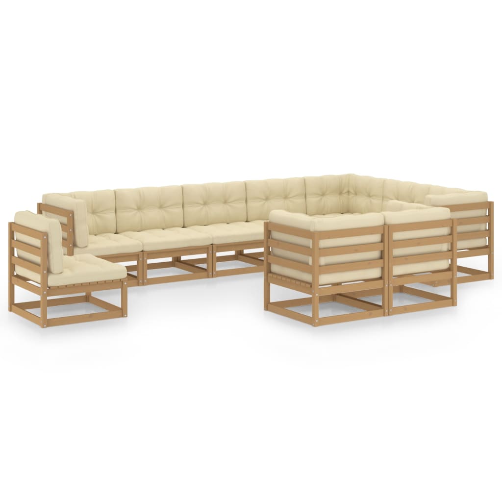 10-Tlg. Garten-Lounge-Set Massivholz Kiefer