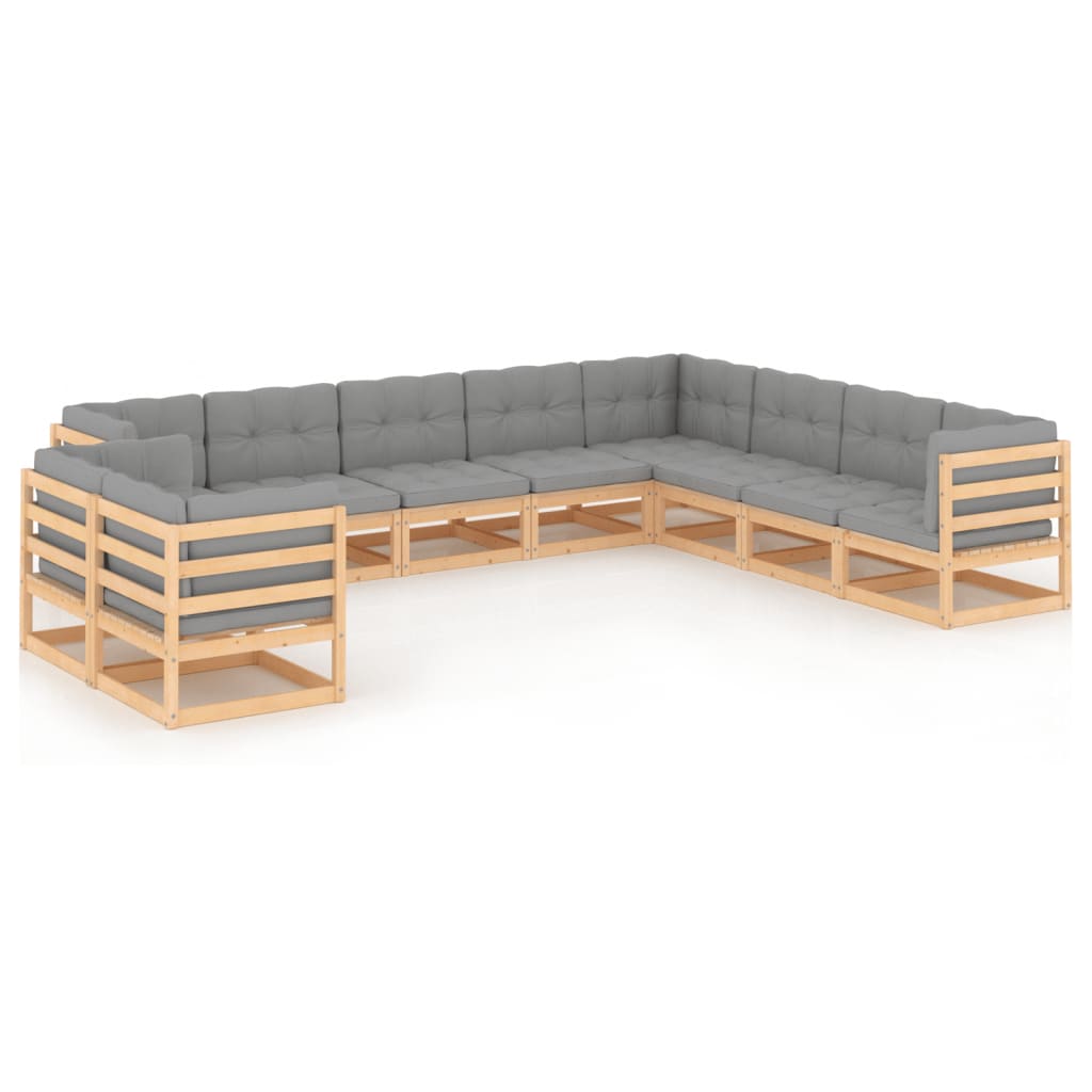 10-Tlg. Garten-Lounge-Set Massivholz Kiefer