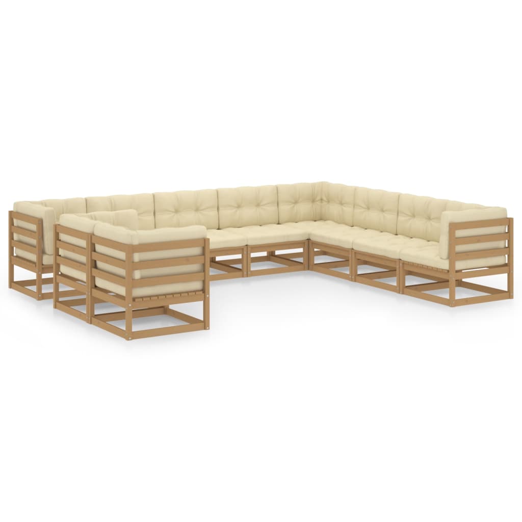 10-Tlg. Garten-Lounge-Set Massivholz Kiefer