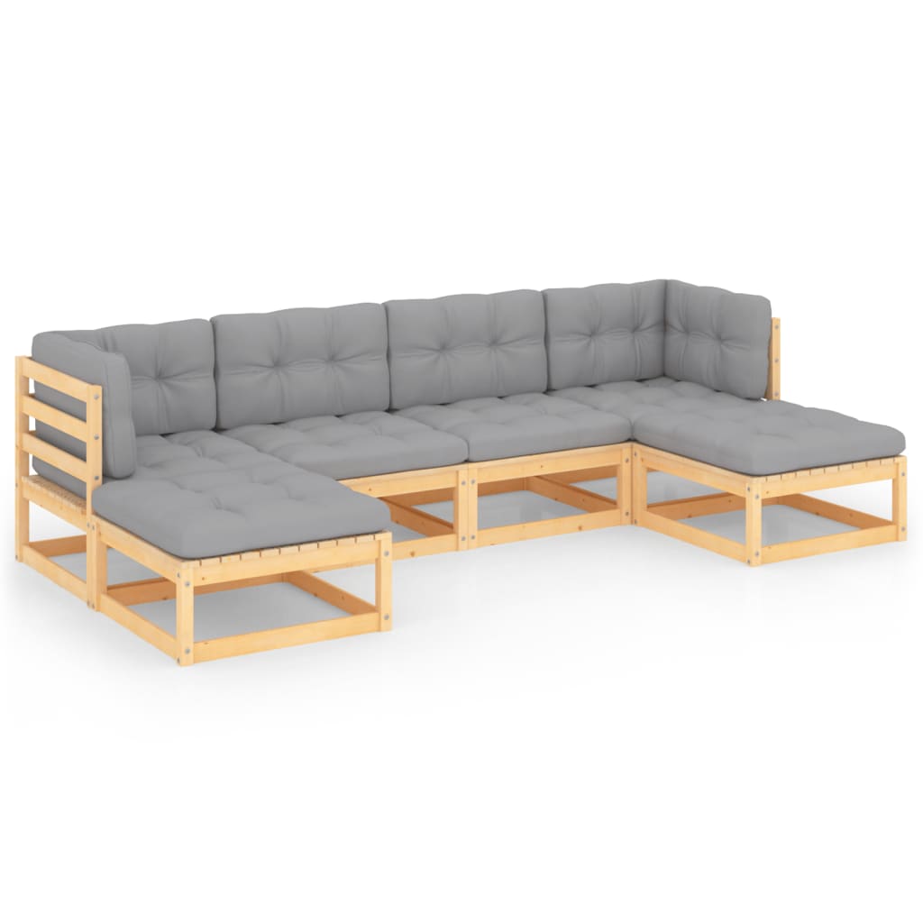 6-Tlg. Garten-Lounge-Set Mit Kissen Massivholz Kiefer