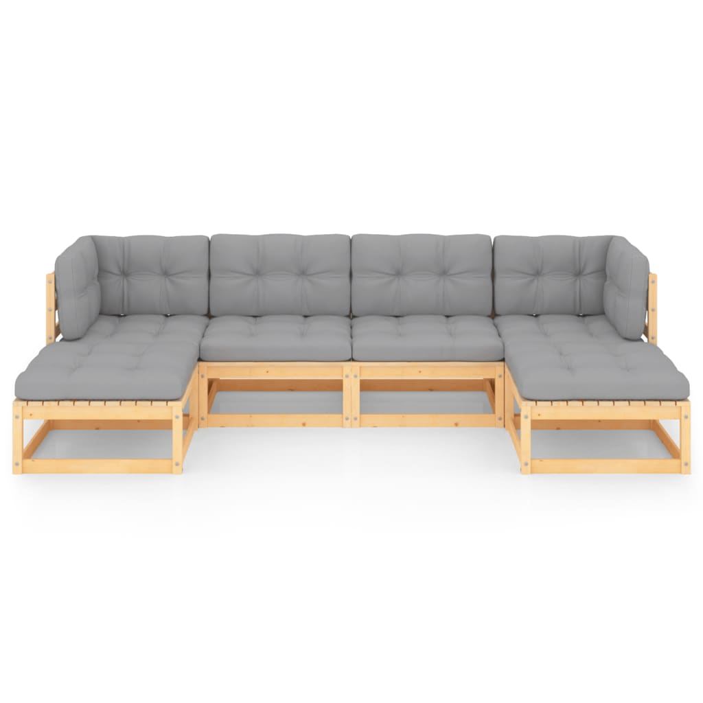 6-Tlg. Garten-Lounge-Set Mit Kissen Massivholz Kiefer