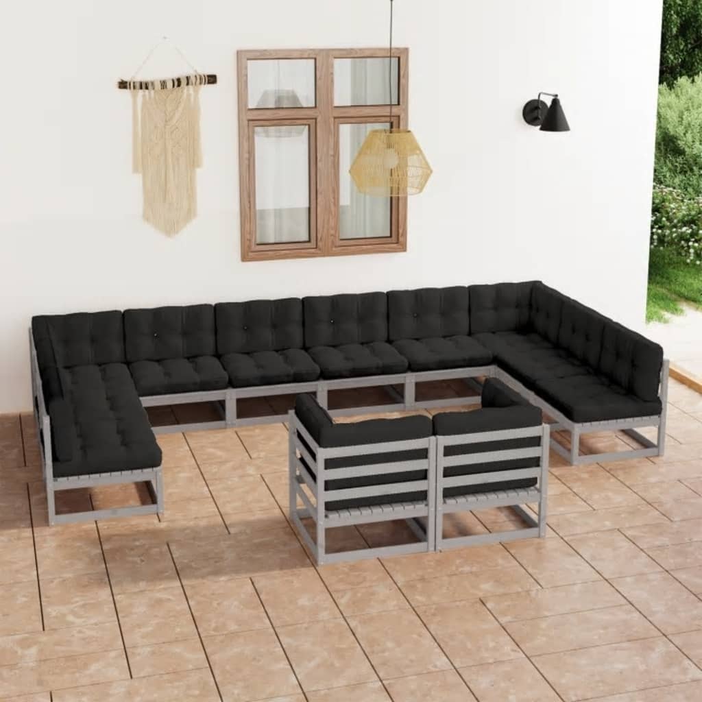 12-Tlg. Garten-Lounge-Set Massivholz Kiefer