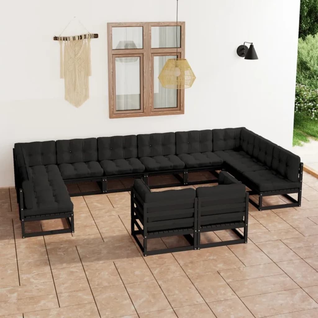 12-Tlg. Garten-Lounge-Set Massivholz Kiefer