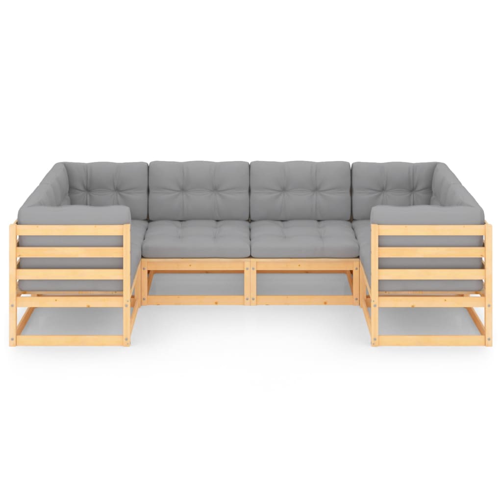 6-Tlg. Garten-Lounge-Set Mit Kissen Massivholz Kiefer